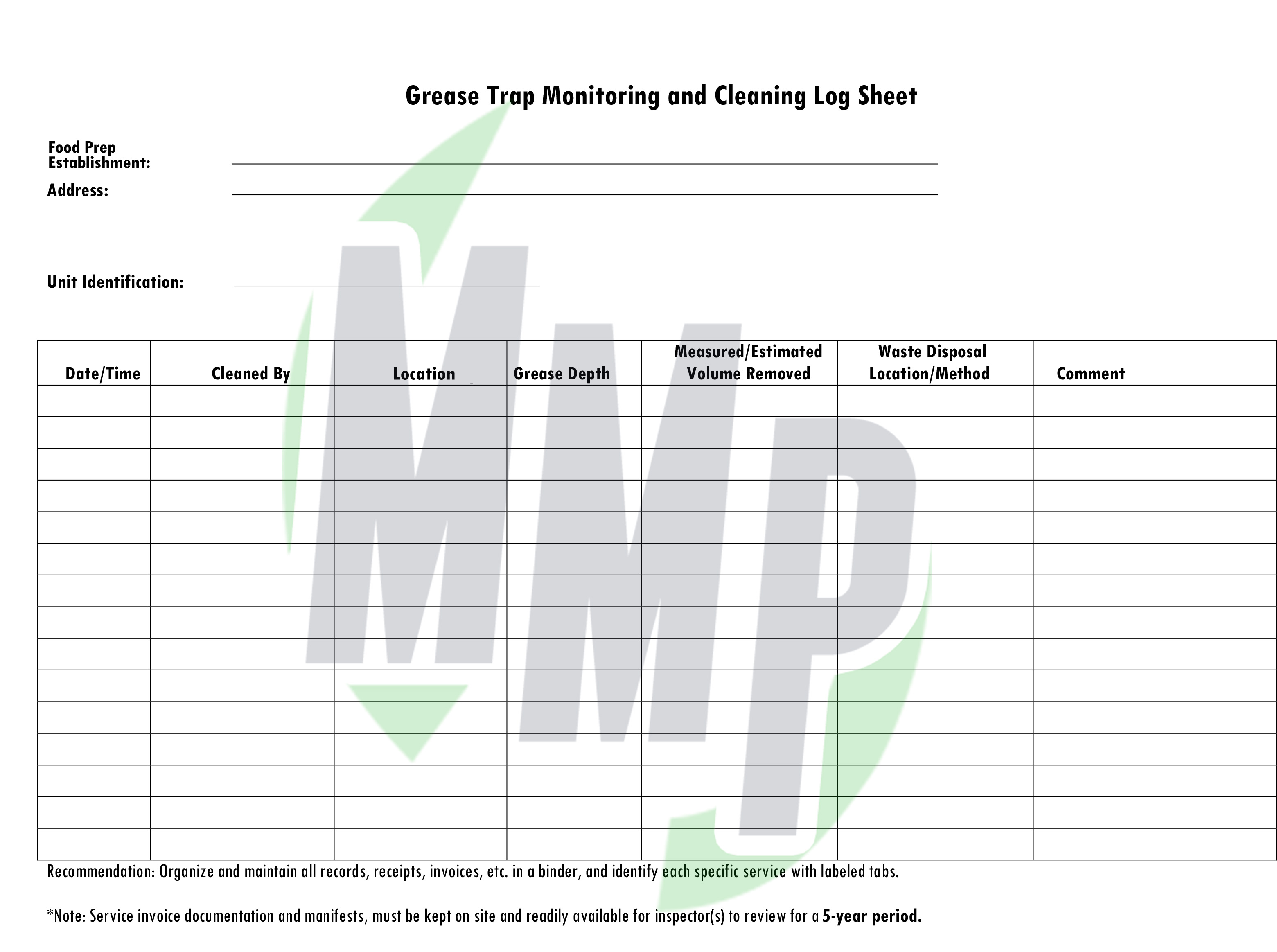 Microsoft Word – GreaseTrapMonitoringandCleaningLog_Rev.11_26_20 – MMP ...